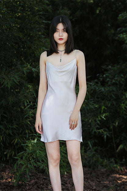 Backless Pearl Silk Dress
