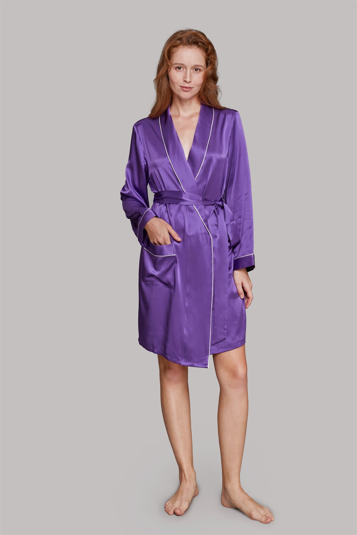 GRALACE Silk Sleepwear Short Robe