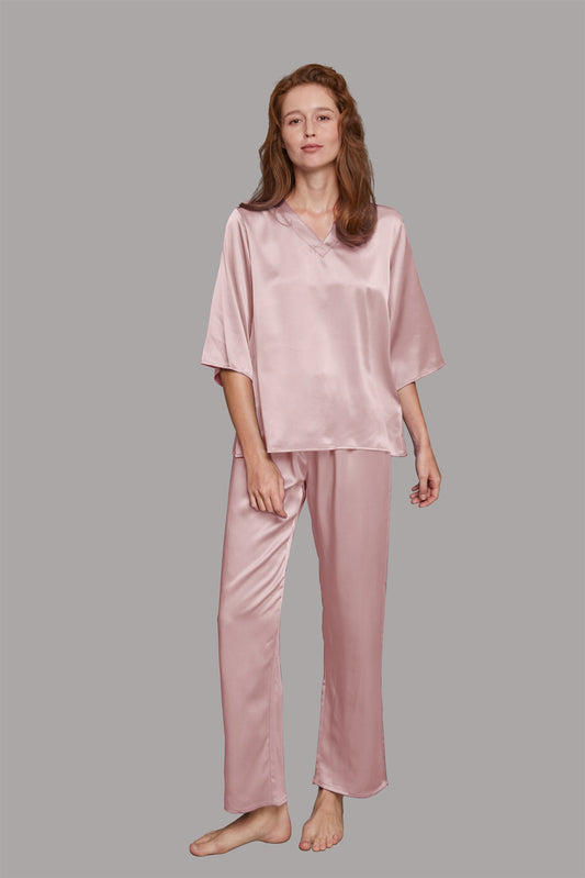 V-Neck Half Sleeve Pajamas Set