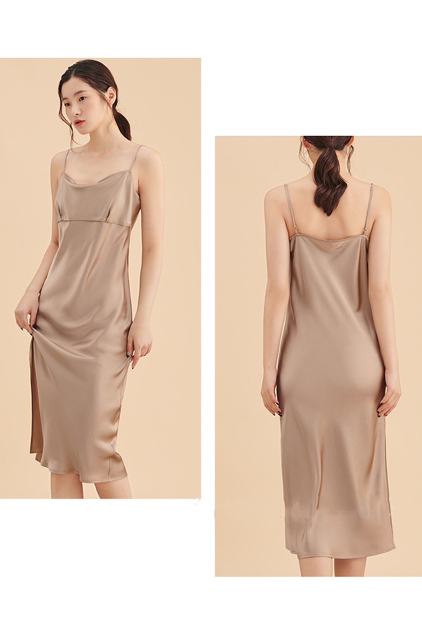 Silk Nightdress Sling Skirt Swing Collar Split