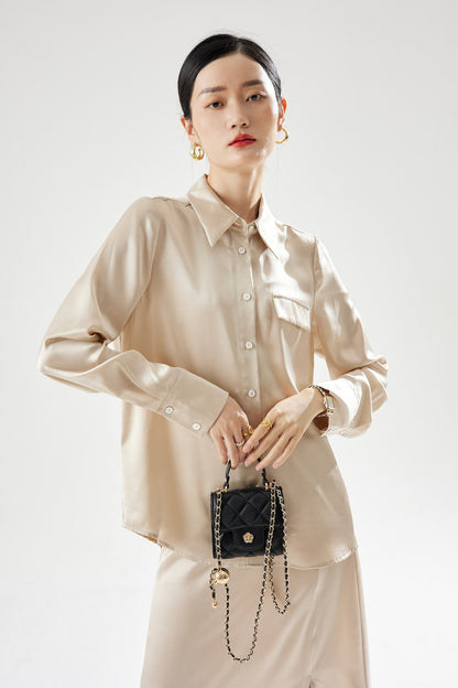 Women's Silk Lapel Shirt