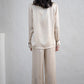 Simple Temperament Silk Pajamas Long Sleeve Trousers Set