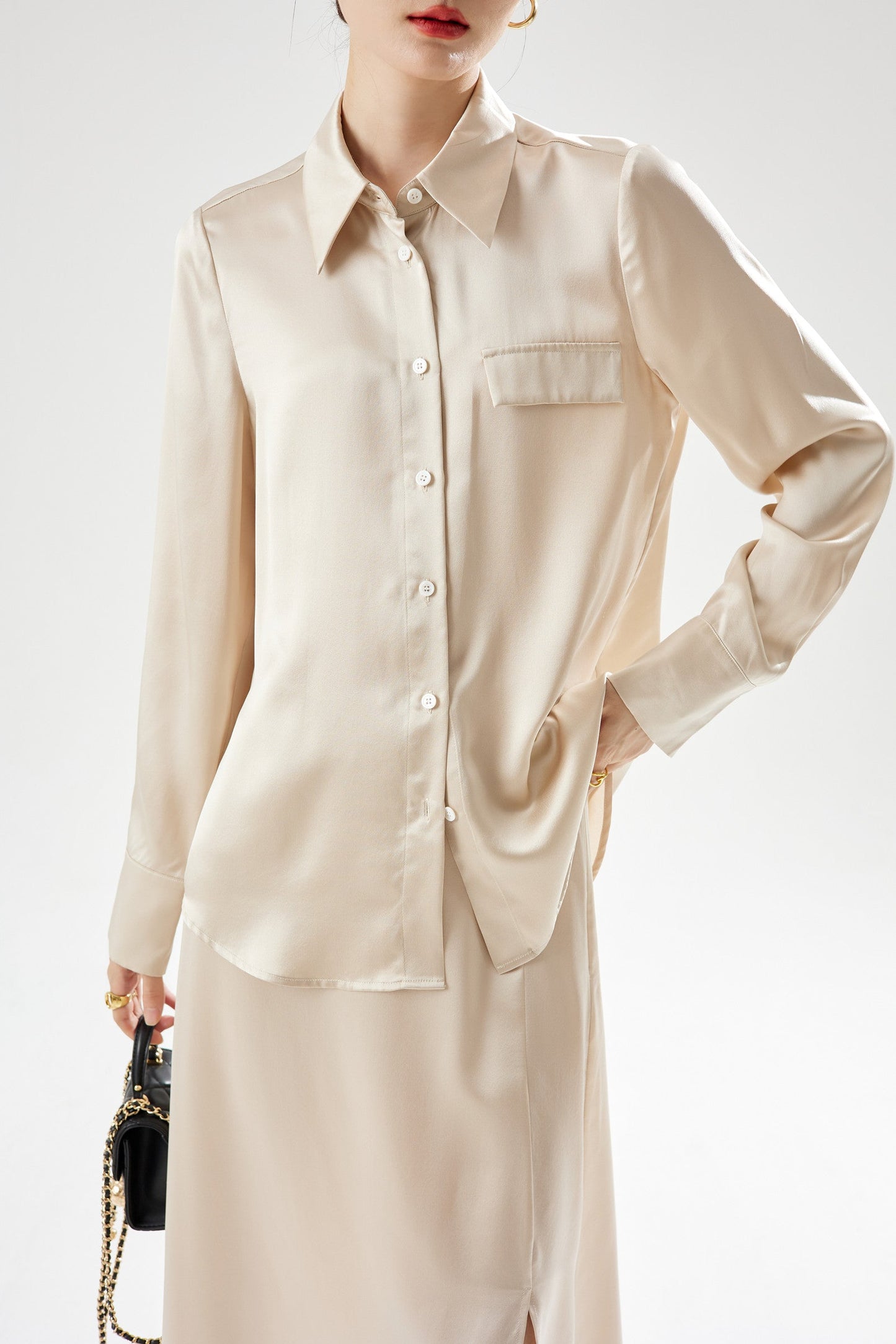 Women's Silk Lapel Shirt