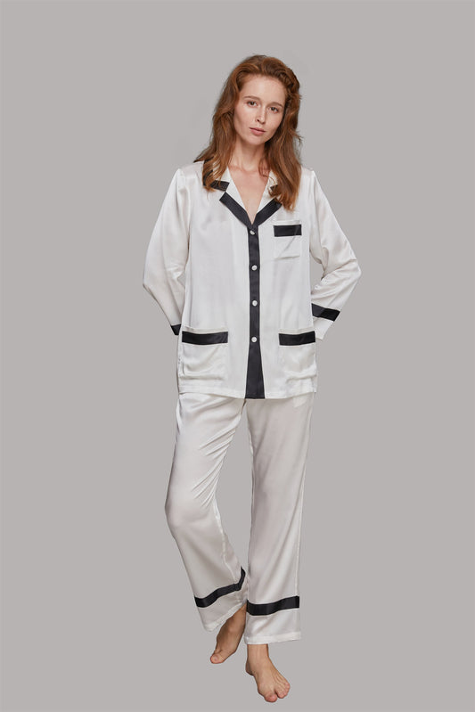 GRALACE Full Sleeves Silk Pajamas Set