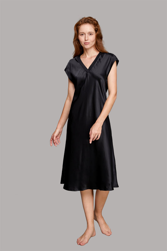 GRALACE  Sleep Silk Dress V-neck