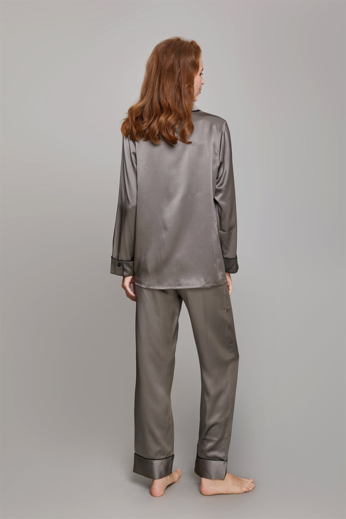 GRALACE Collar Piped Silk Pajama Set