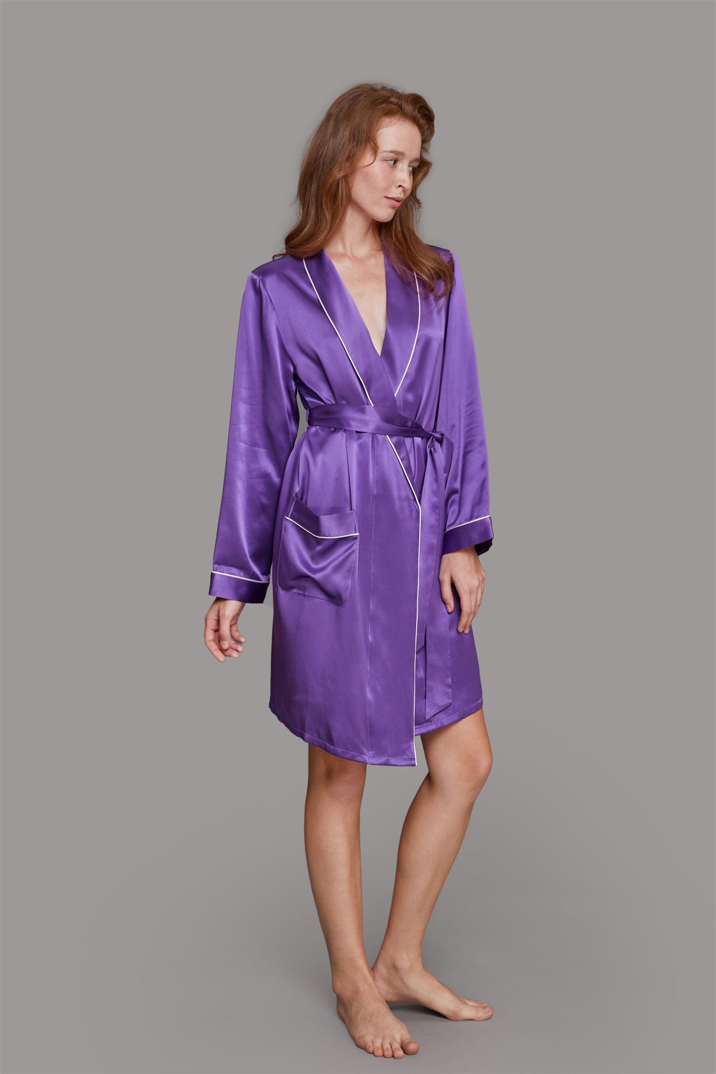 GRALACE Silk Sleepwear Short Robe