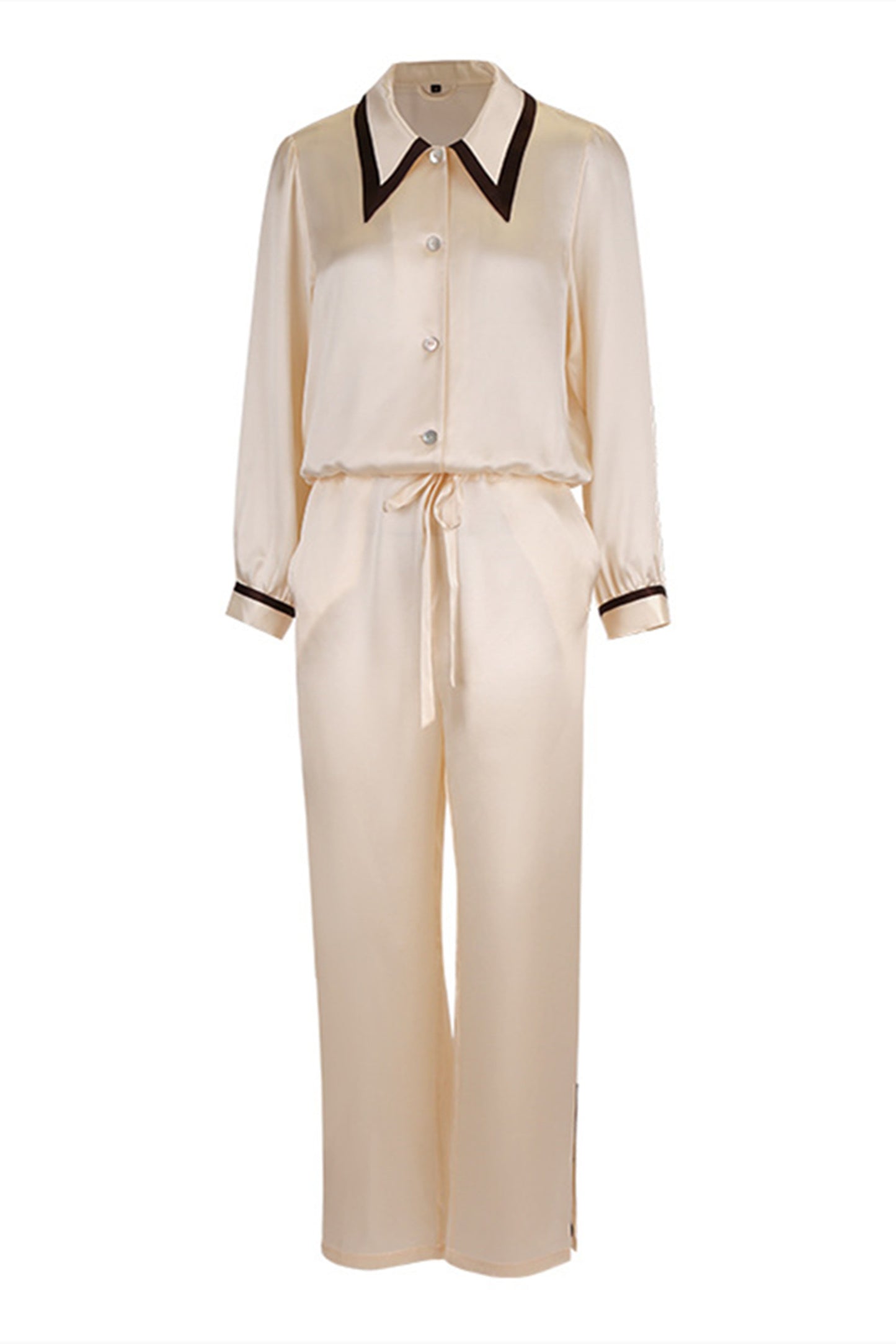 Silk Pajama Set for Outer Wear
