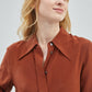 GRALACE V Neck Shirts Long Sleeve Natural Mulberry Silk Blouse