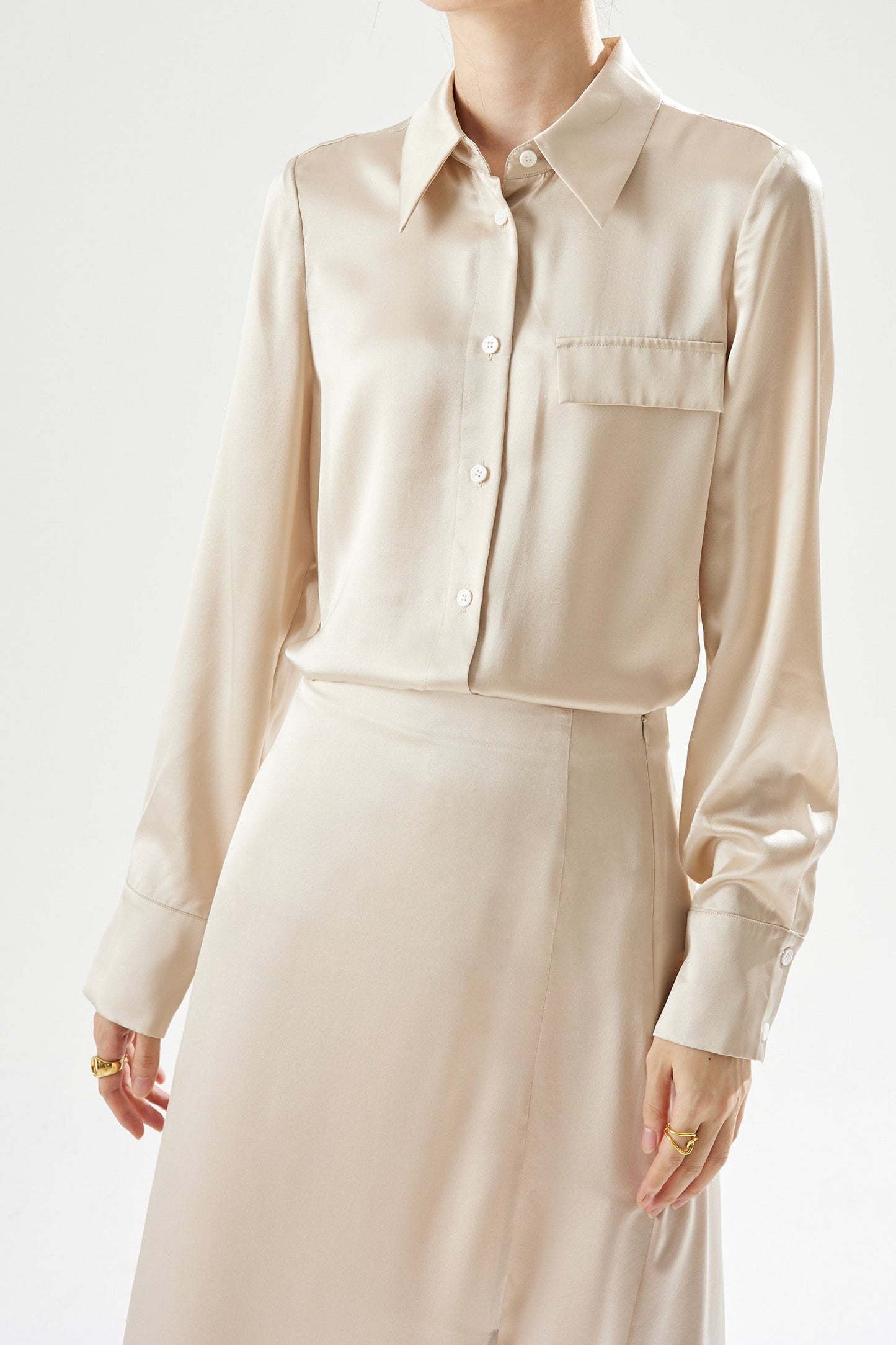 Women's Silk Lapel Shirt