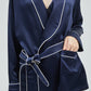 GRALACE Shawl Collar Trimmed Silk Robe
