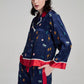 Cute Cartoon Print Silk Pajamas Set