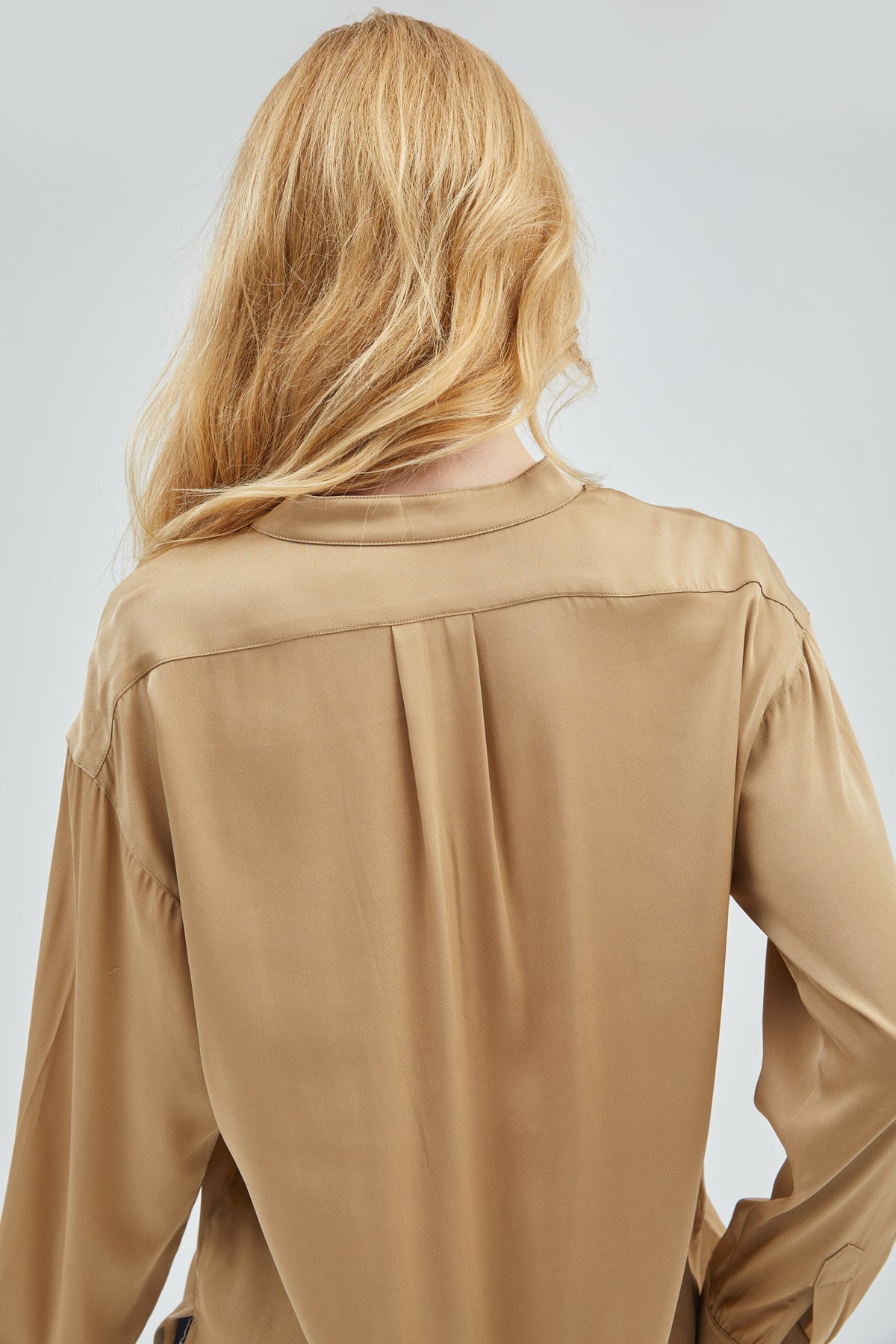 GRALACE V Neck Shirts Long Sleeve Silk Blouse