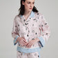 Cute Cartoon Print Silk Pajamas Set