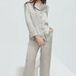 Basic Long Sleeved Trousers Silk Pajama Set