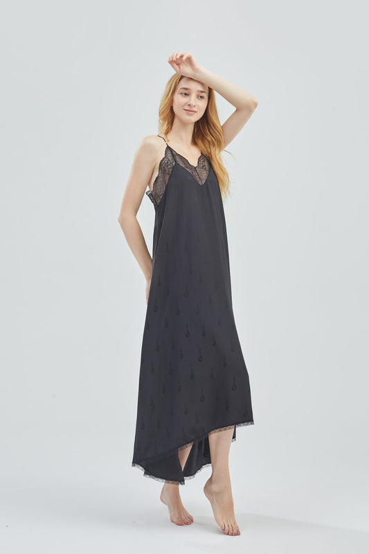 GRALACE Lace Long Silk Dress