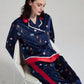 Cute Cartoon Print Silk Pajamas Set