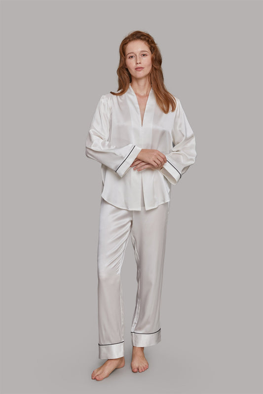 GRALACE Silk V-Neck Pajamas Set