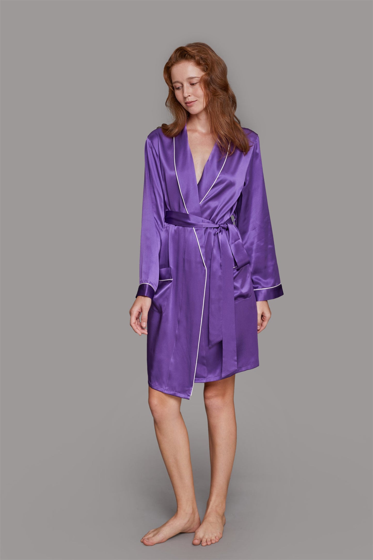 GRALACE Silk Sleepwear Short Robe